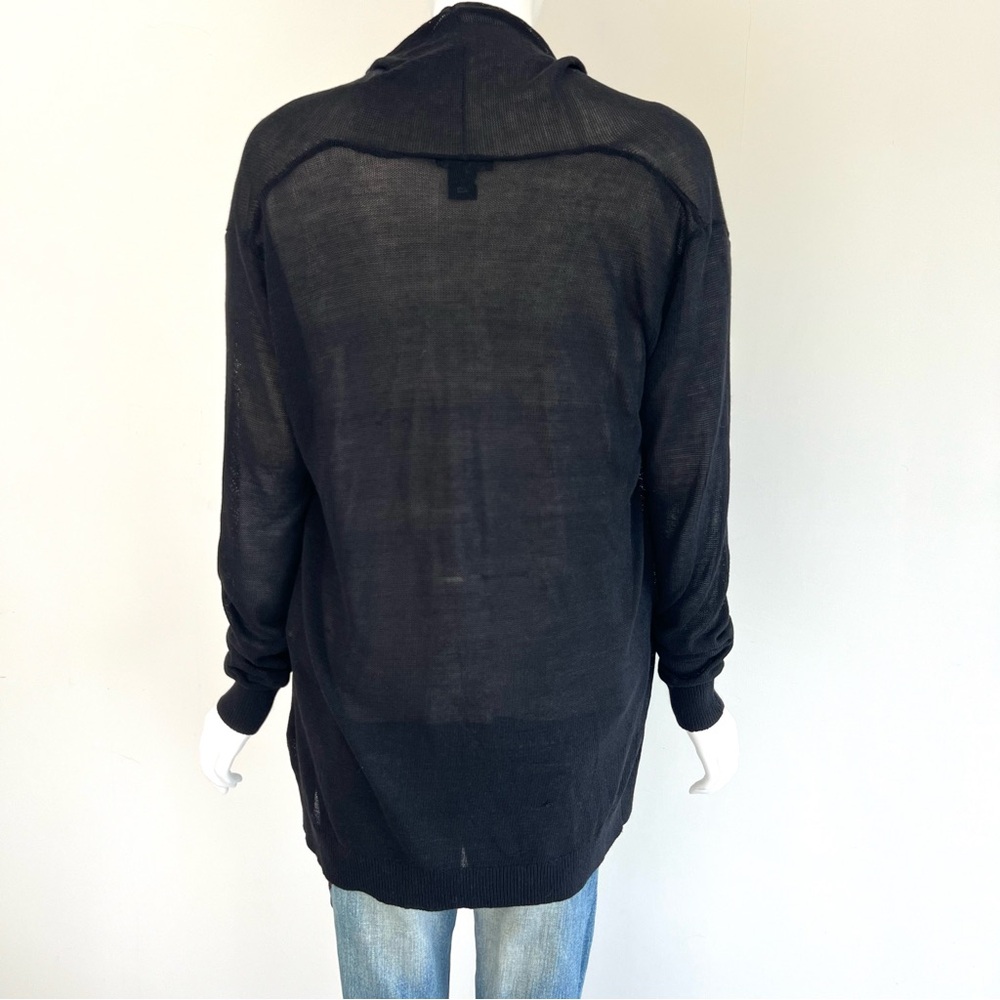 CLUB MONACO Black Sheer Knit Long Sleeves Open Front Lightweight Cardigan Sz M - Picture 9 of 16